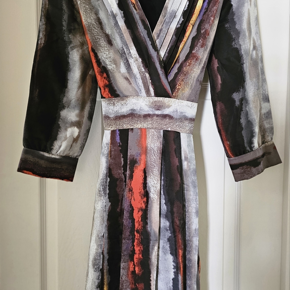 Vince Camuto Beautiful Abstract Watercolor Print Maxi Dress Size 10 /8 ?